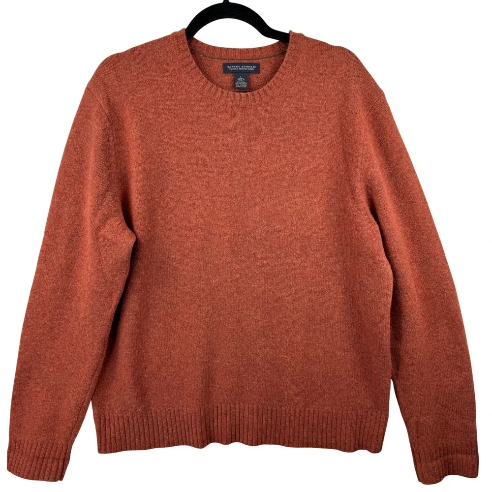Banana Republic Sweater Mens Large‎ Burnt Orange Wool Cashmere Angora Luxury